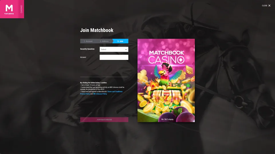 Matchbook Casino How To Sign Up Step 4 Background Image