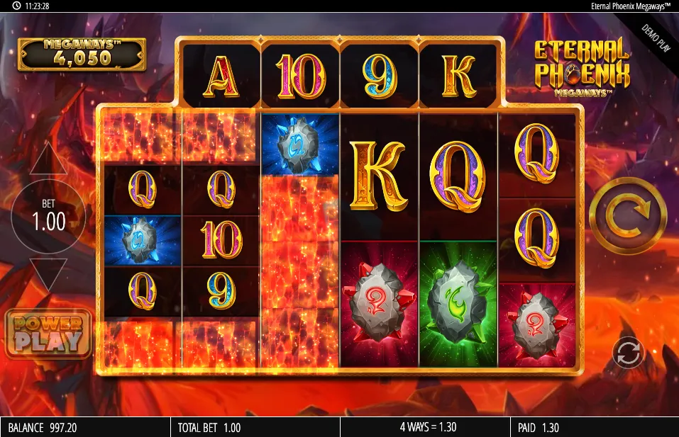 Eternal Phoenix Megaways Slot Cascading Reels Background Image