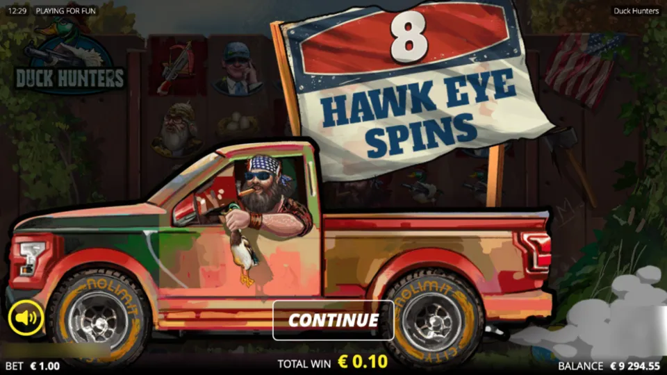 Duck Hunters Slot Hawk Eye Spins Background Image