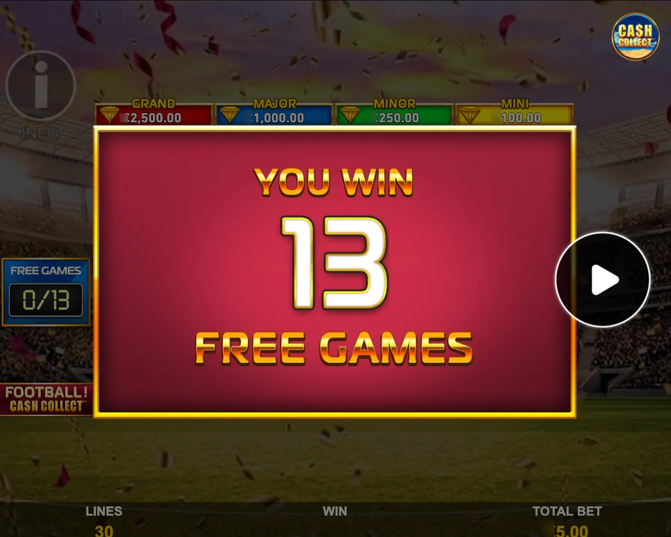 Football Cash Collect Slot Free Games Background Image