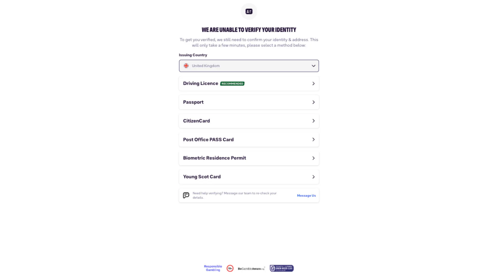 Bally Casino Verify Your Identity Background Image