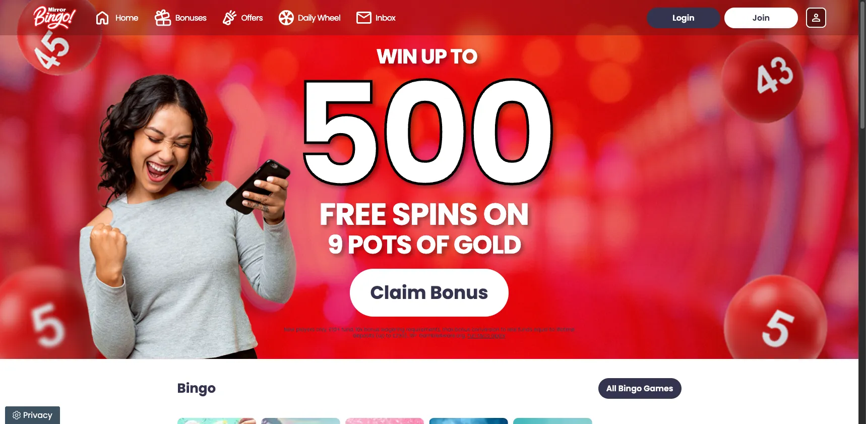 Mirror Bingo Casino How To Sign Up Step 1 Background Image