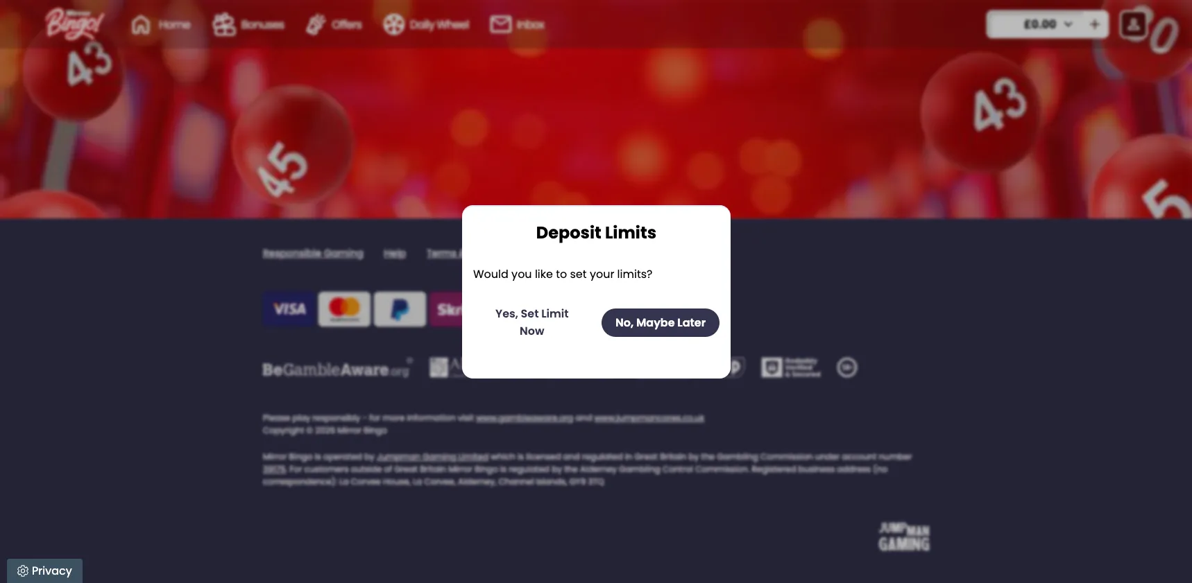 Mirror Bingo Casino How To Sign Up Step 5 Background Image