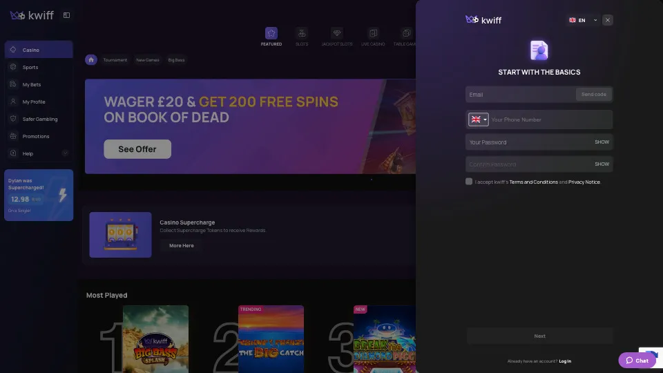 Add The Basic Information To Sign Up To Kwiff Background Image