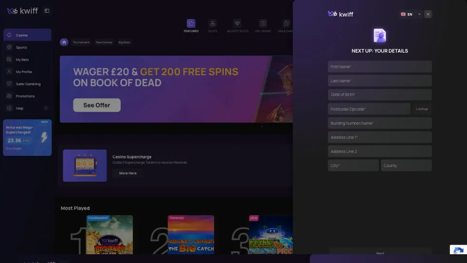 Add Your Details To Sign Up To Kwiff Background Image
