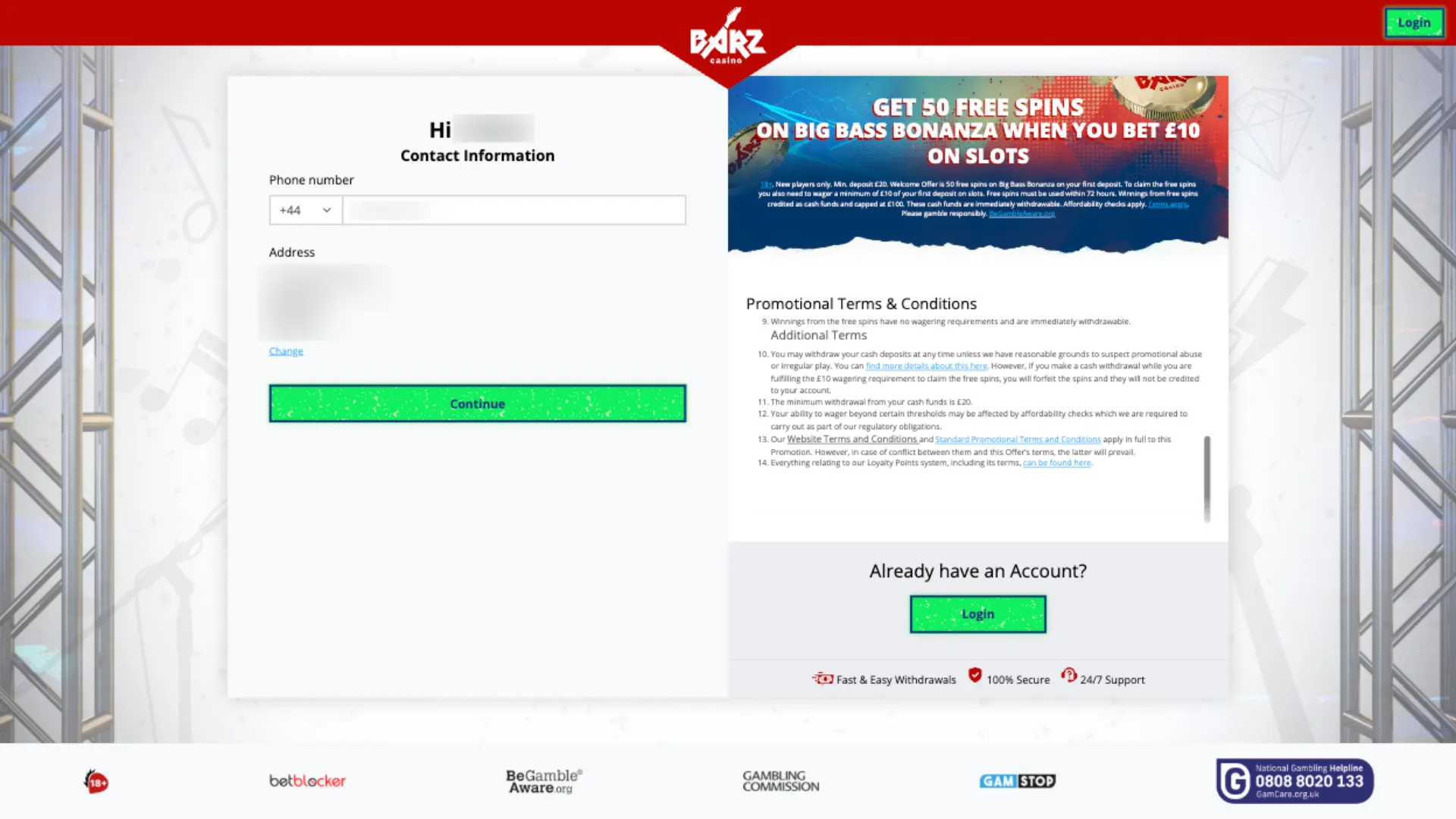 Barz Casino How To Sign Up Step 3 Background Image
