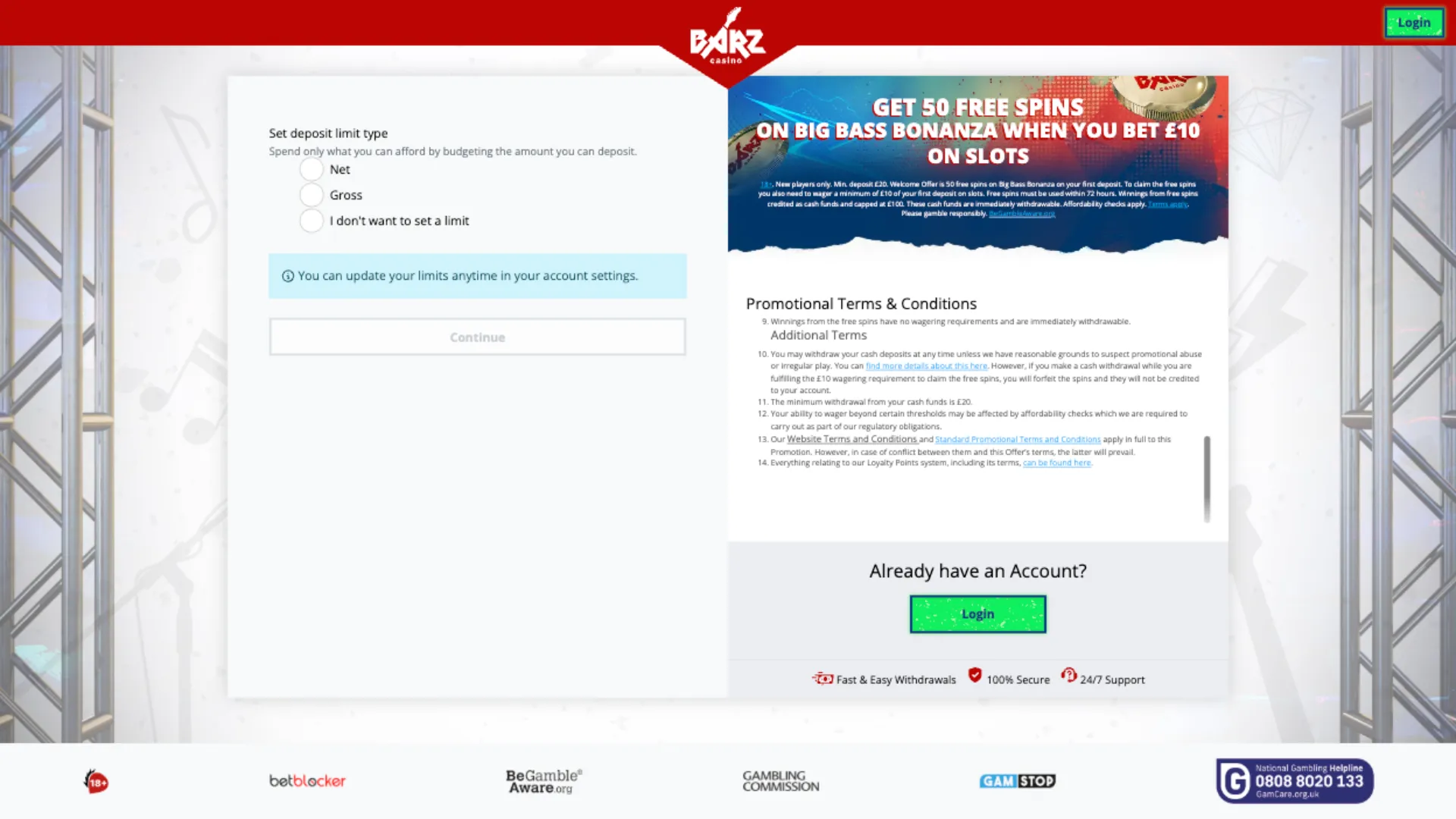 Barz Casino How To Sign Up Step 4 Background Image