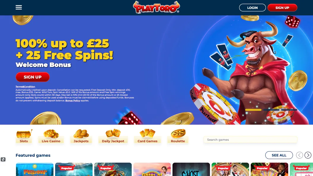PlayToro Casino How To Sign Up Step 1 Background Image