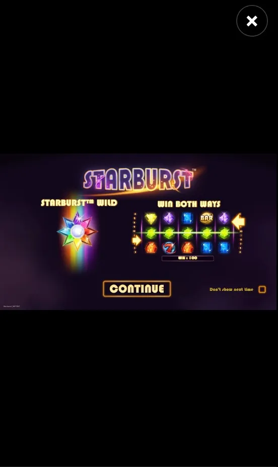Starburst Slot Mobile 1 Background Image