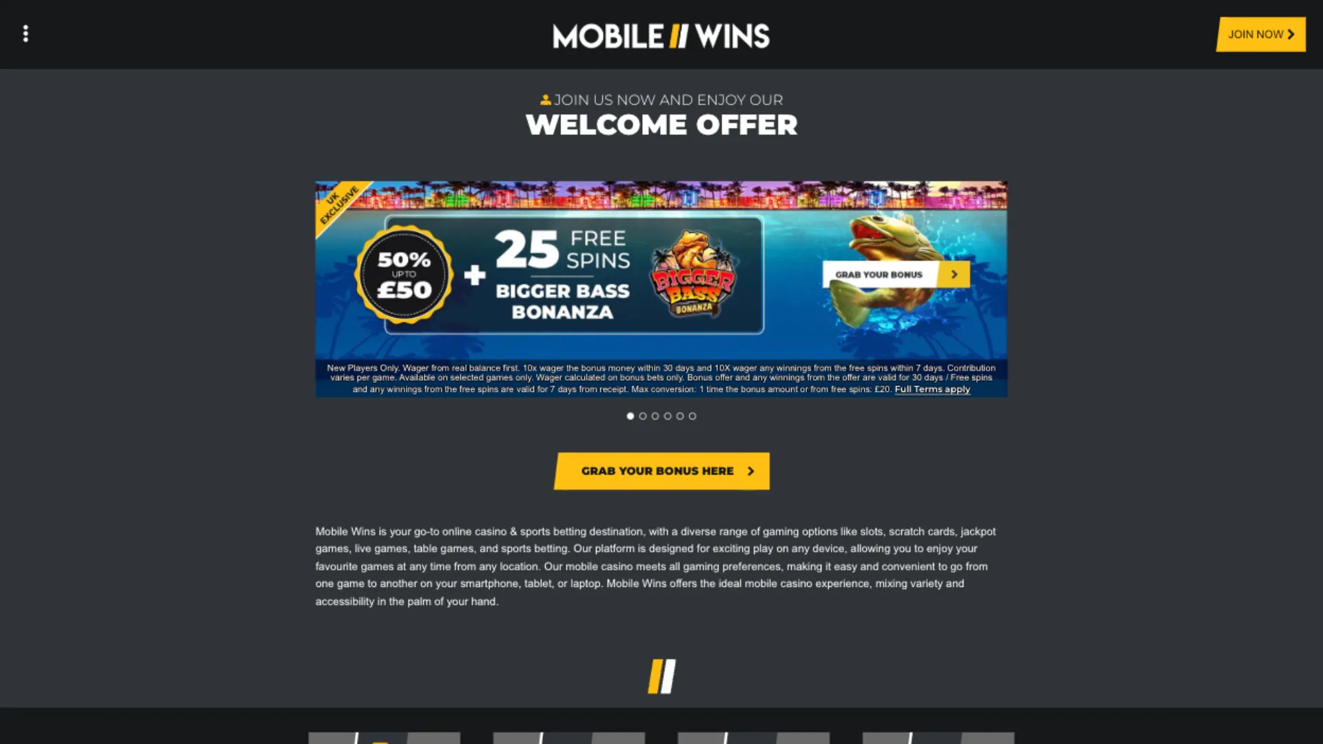 Mobile Wins Casino How To Sign Up Step 1 Background Image