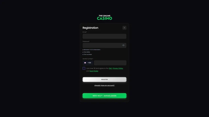 The Online Casino How To Sign Up Step 2 Background Image