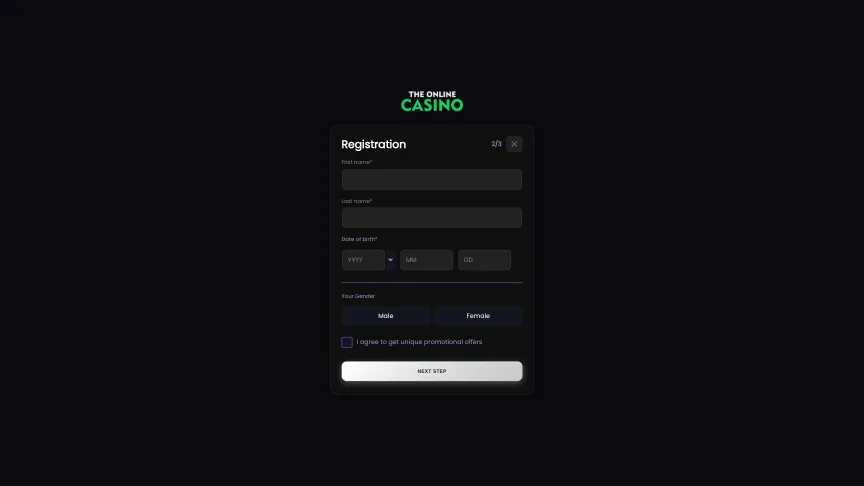 The Online Casino How To Sign Up Step 3 Background Image