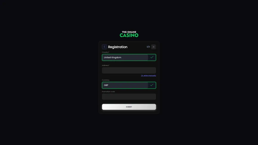 The Online Casino How To Sign Up Step 4 Background Image