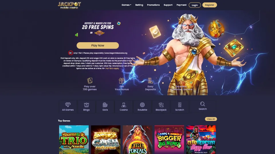 Jackpot Mobile Casino How To Sign Up Step 1 Background Image