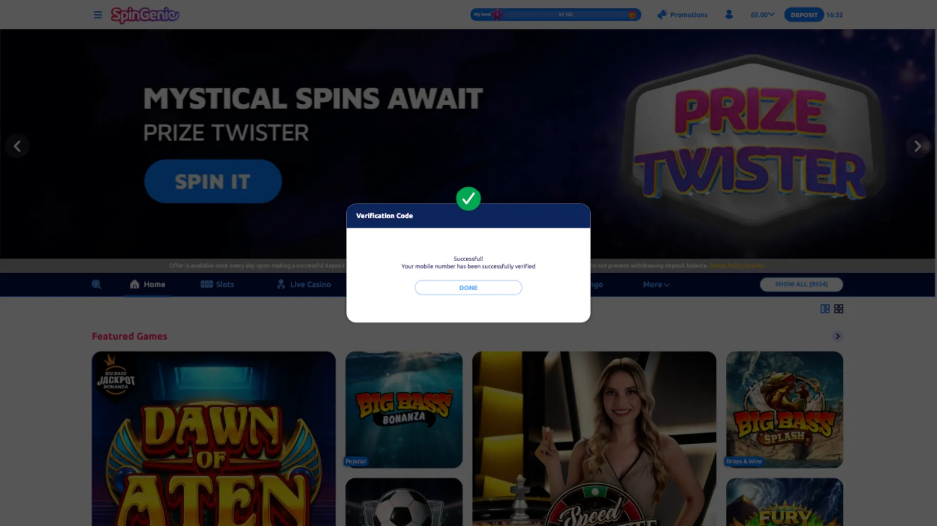 Spin Genie Casino How To Sign Up Step 5 Background Image