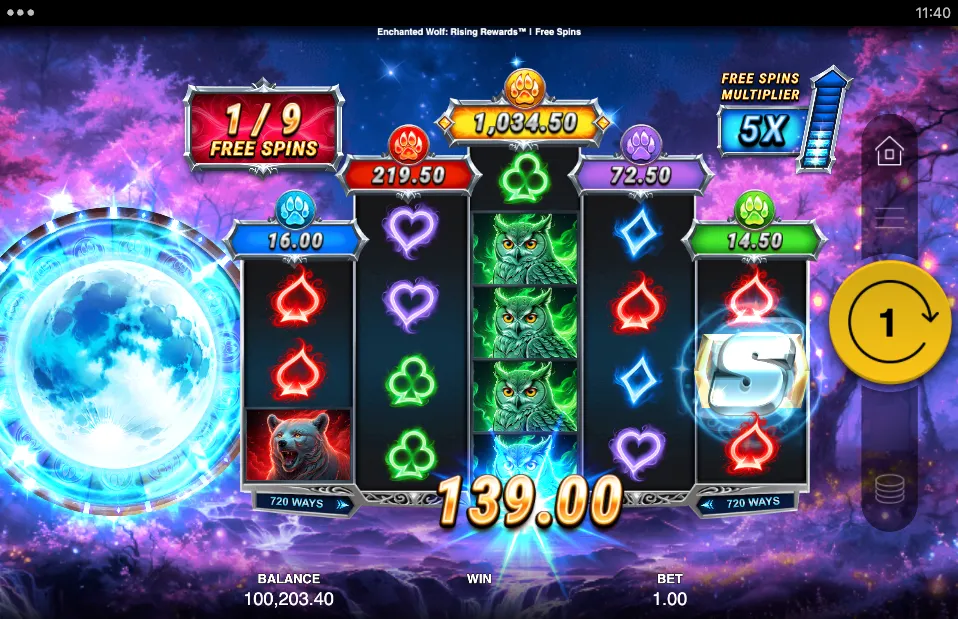 Enchanted Wolf Rising Rewards Slot Free Spins 2 Background Image