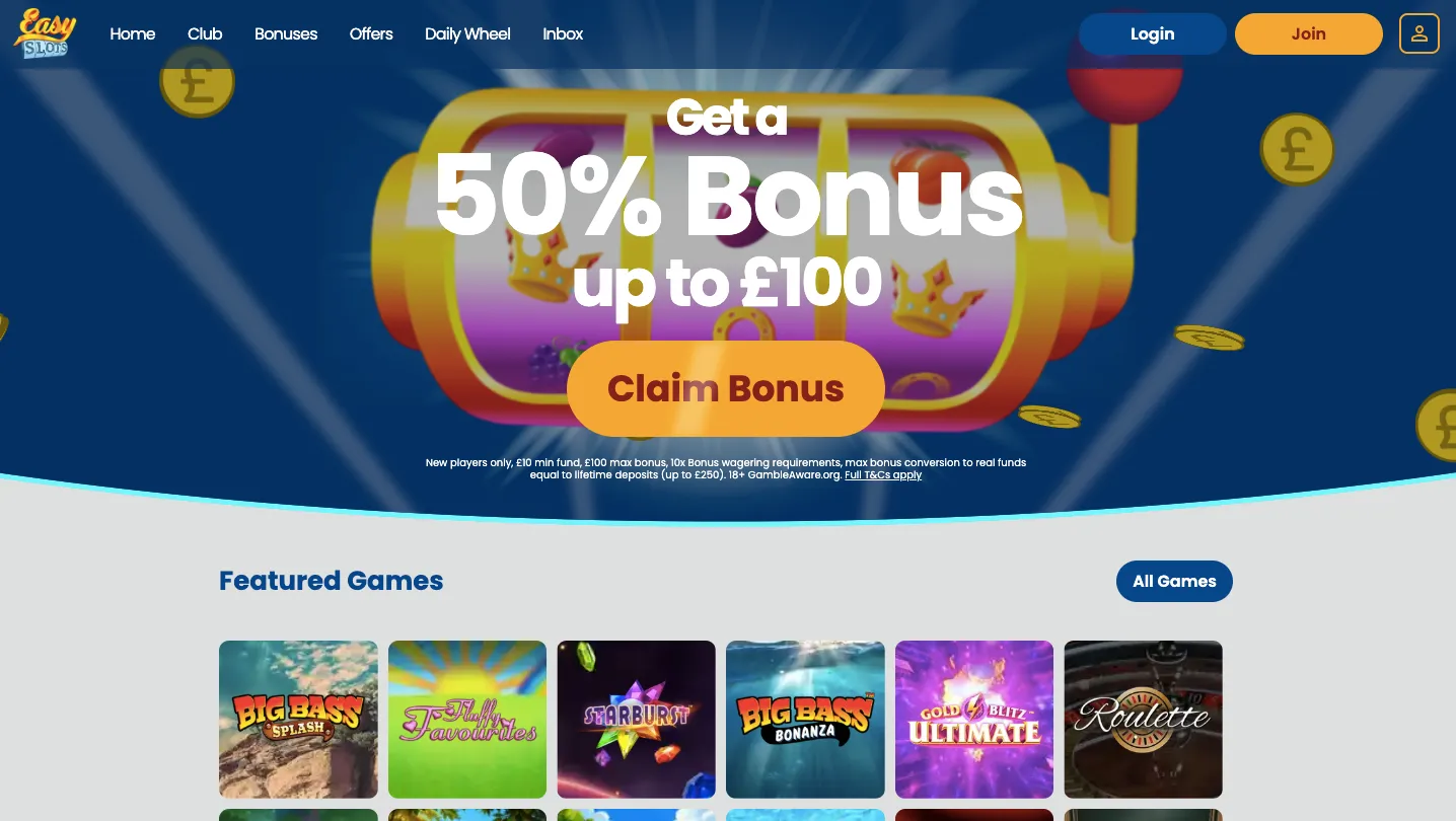 Easy Slots Casino How To Sign Up Step 1 Background Image