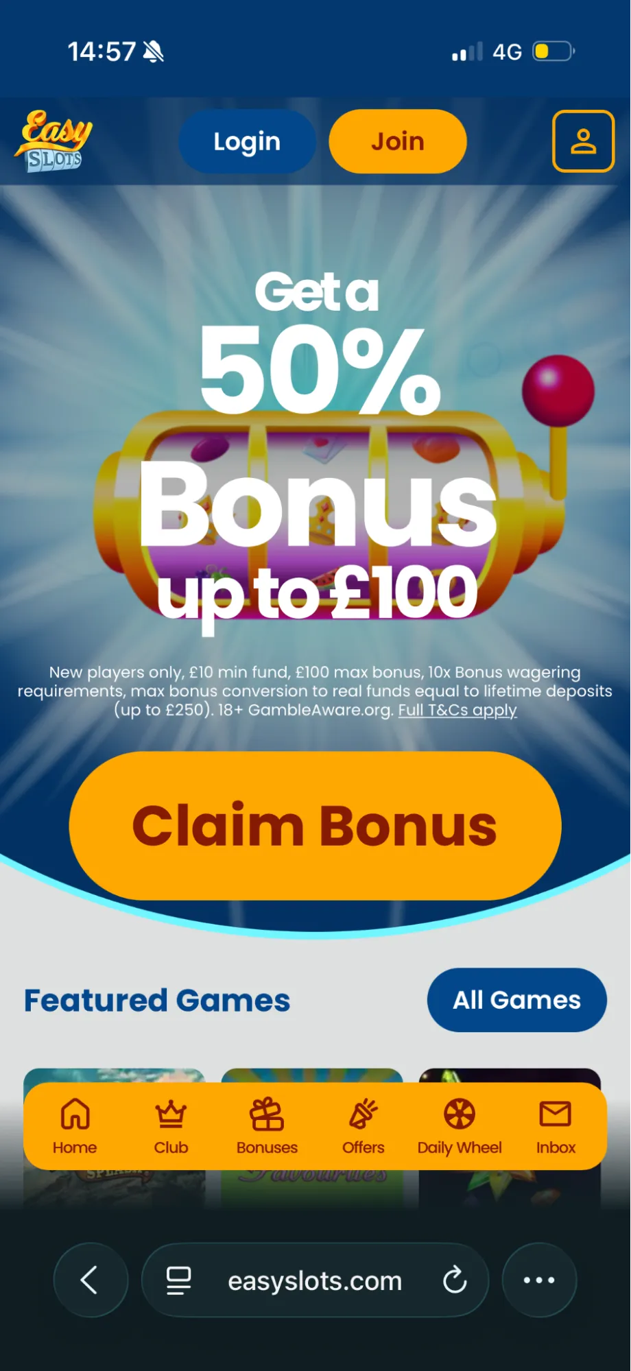 Easy Slots Casino Mobile 1 Background Image