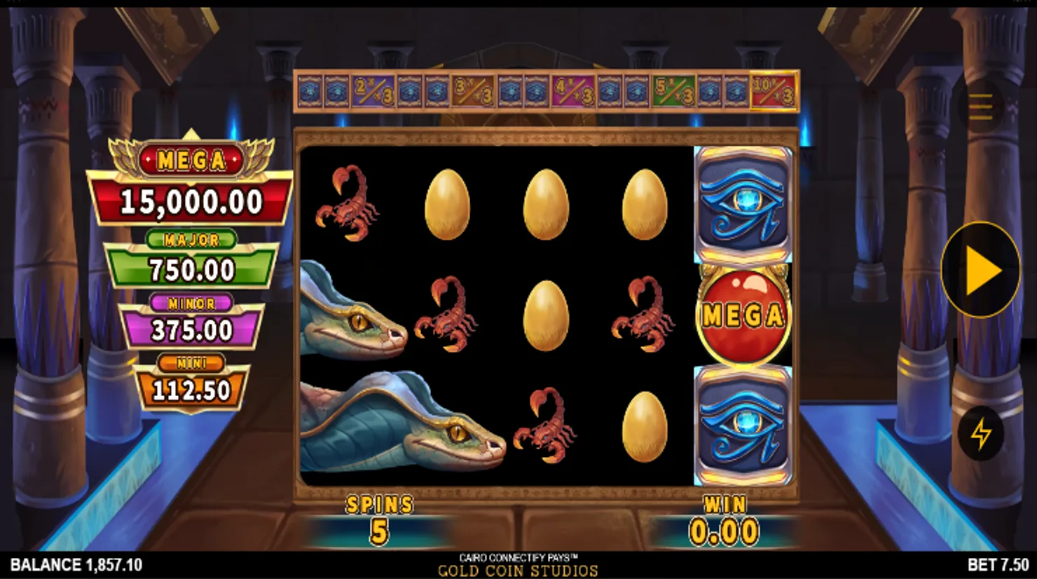 The free spins with multiplier trail feature in action