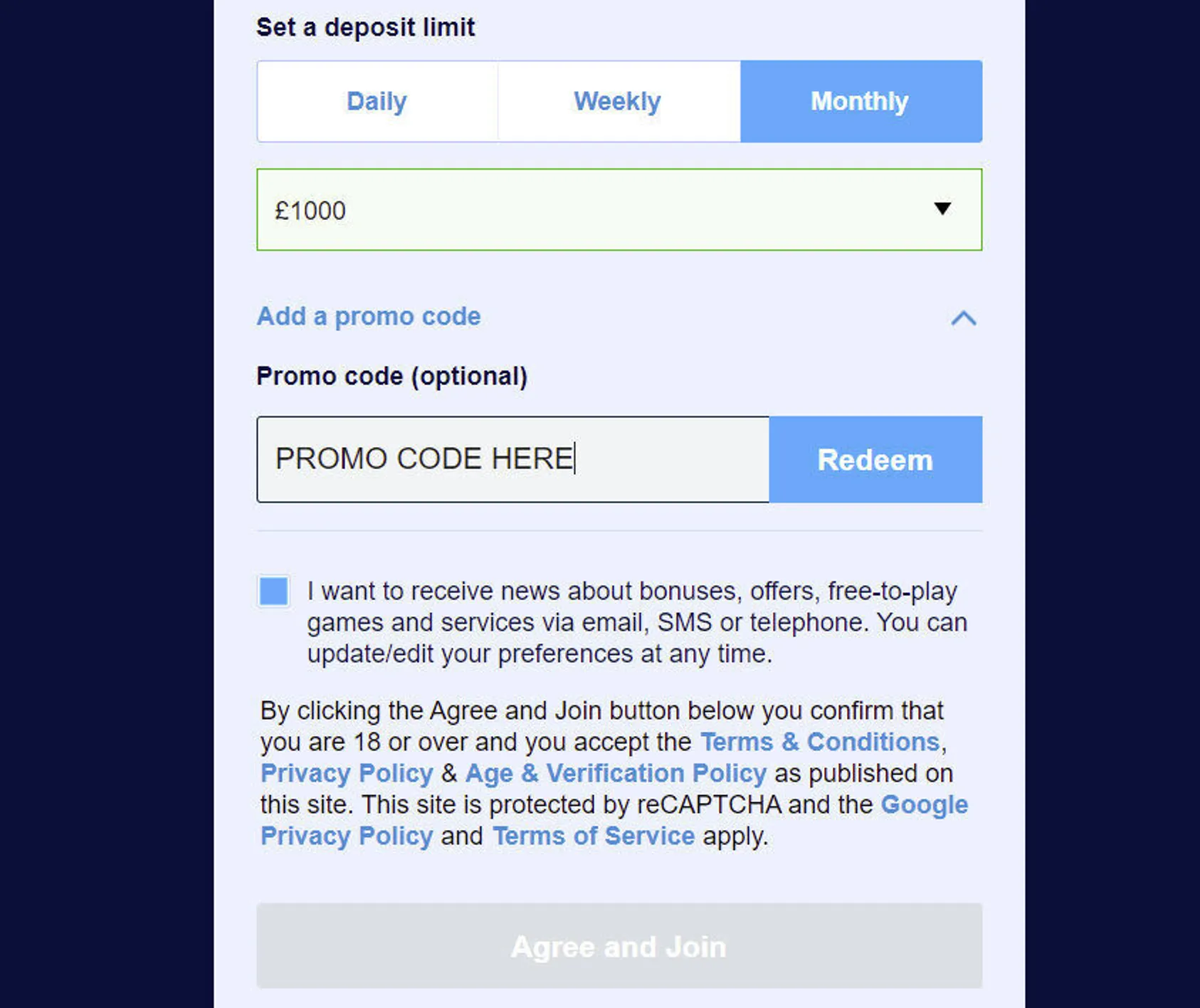 What the bonus code box usually looks like