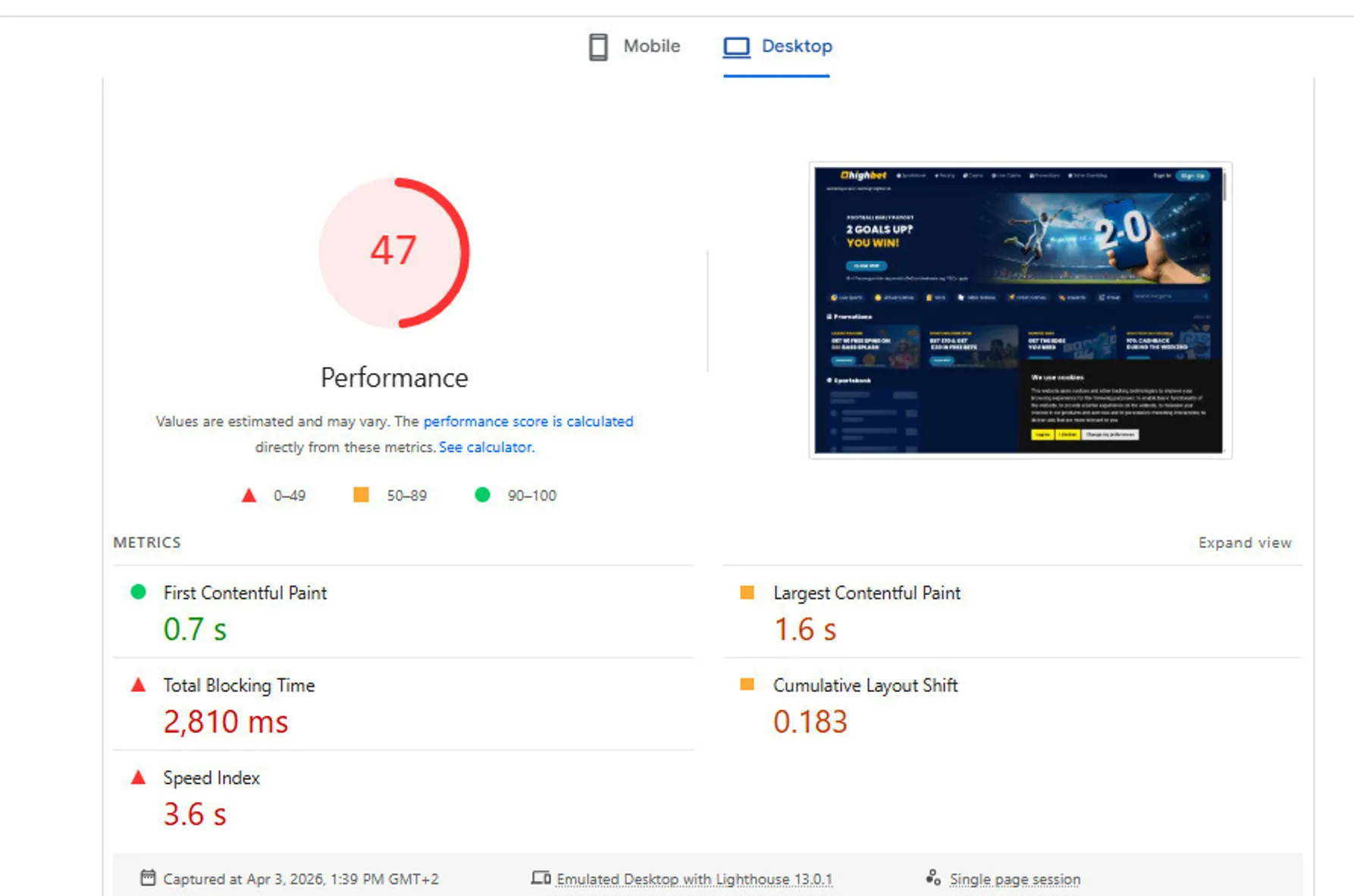 Highbet Casino mobile and browser performance