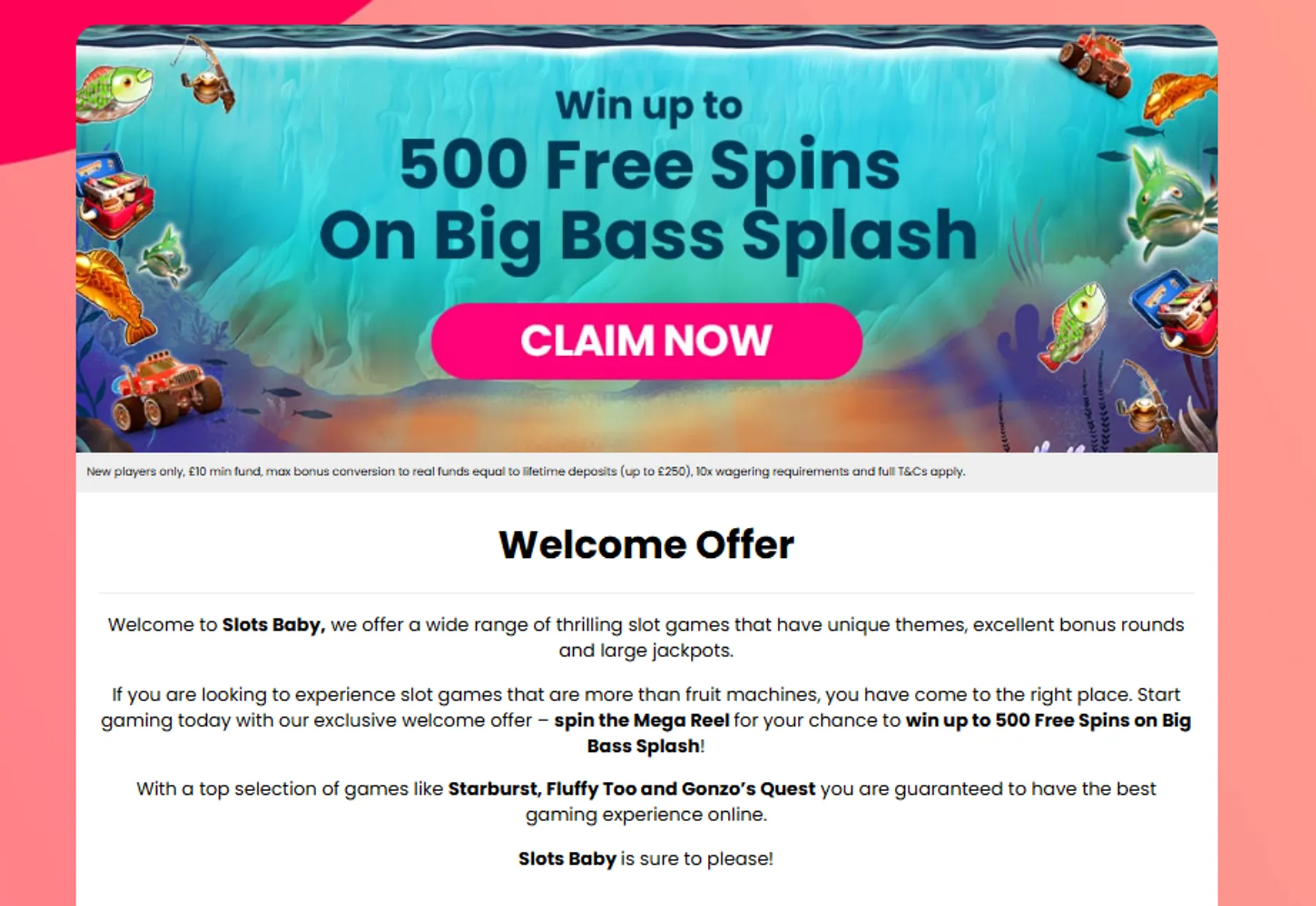 Slots baby welcome offer