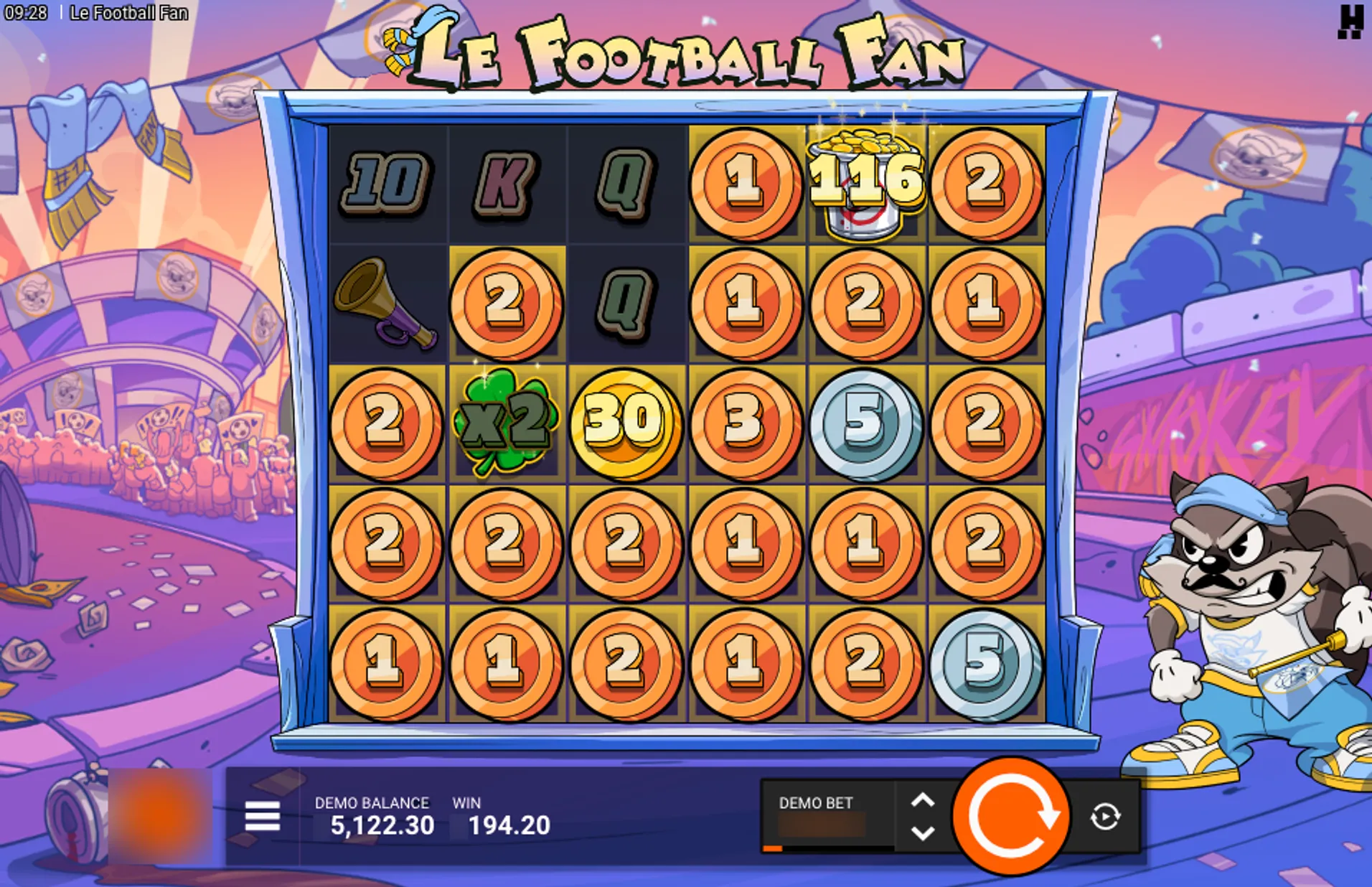 Le Football Fan Slot Bucket of Gold Symbols