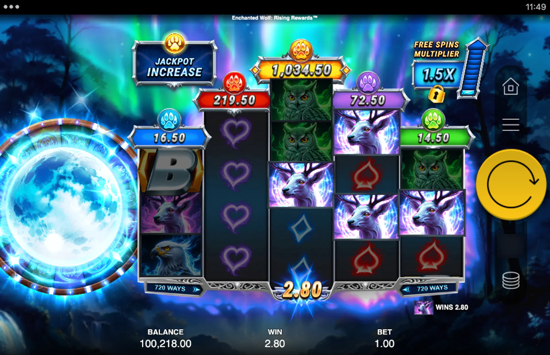 Enchanted Wolf Rising Rewards Slot Bonus