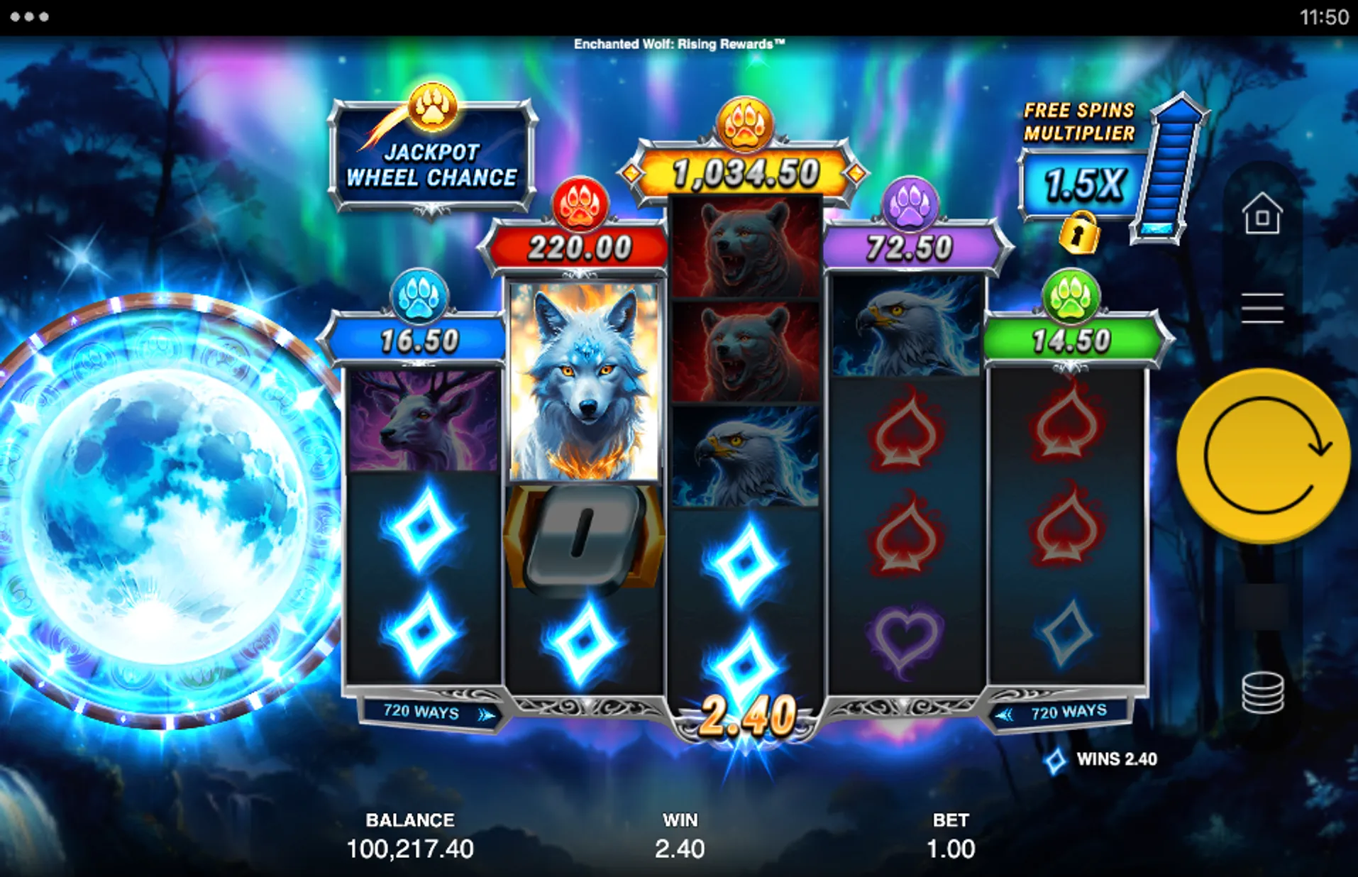 Enchanted Wolf Rising Rewards Slot Expanding Wilds