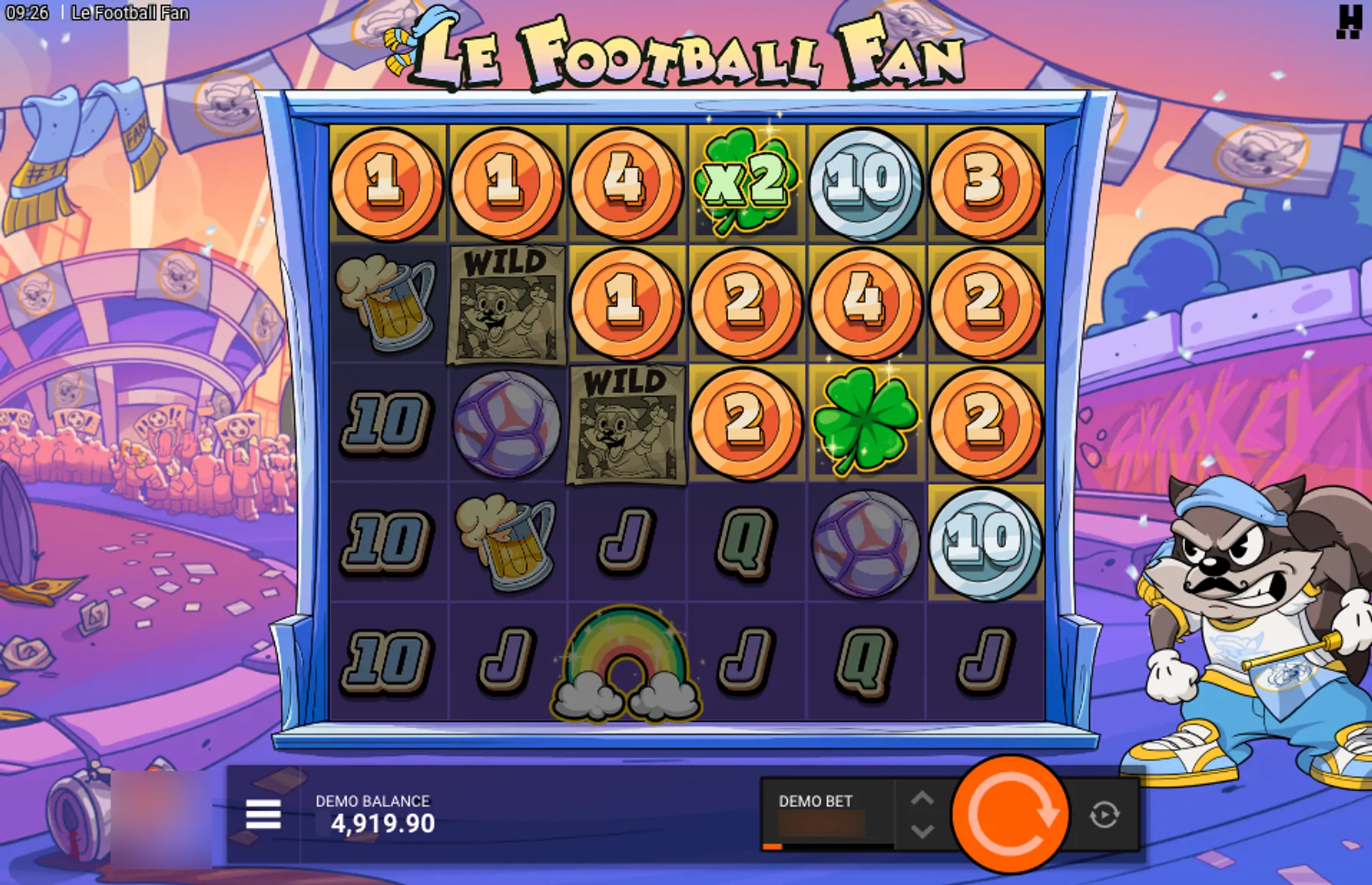 Le Football Fan Slot Four Leaf Clover Symbols