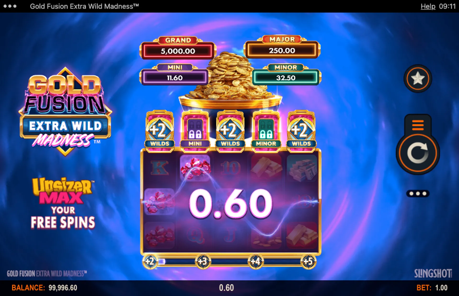 Gold Fusion Extra Wild Madness Slot Graphics