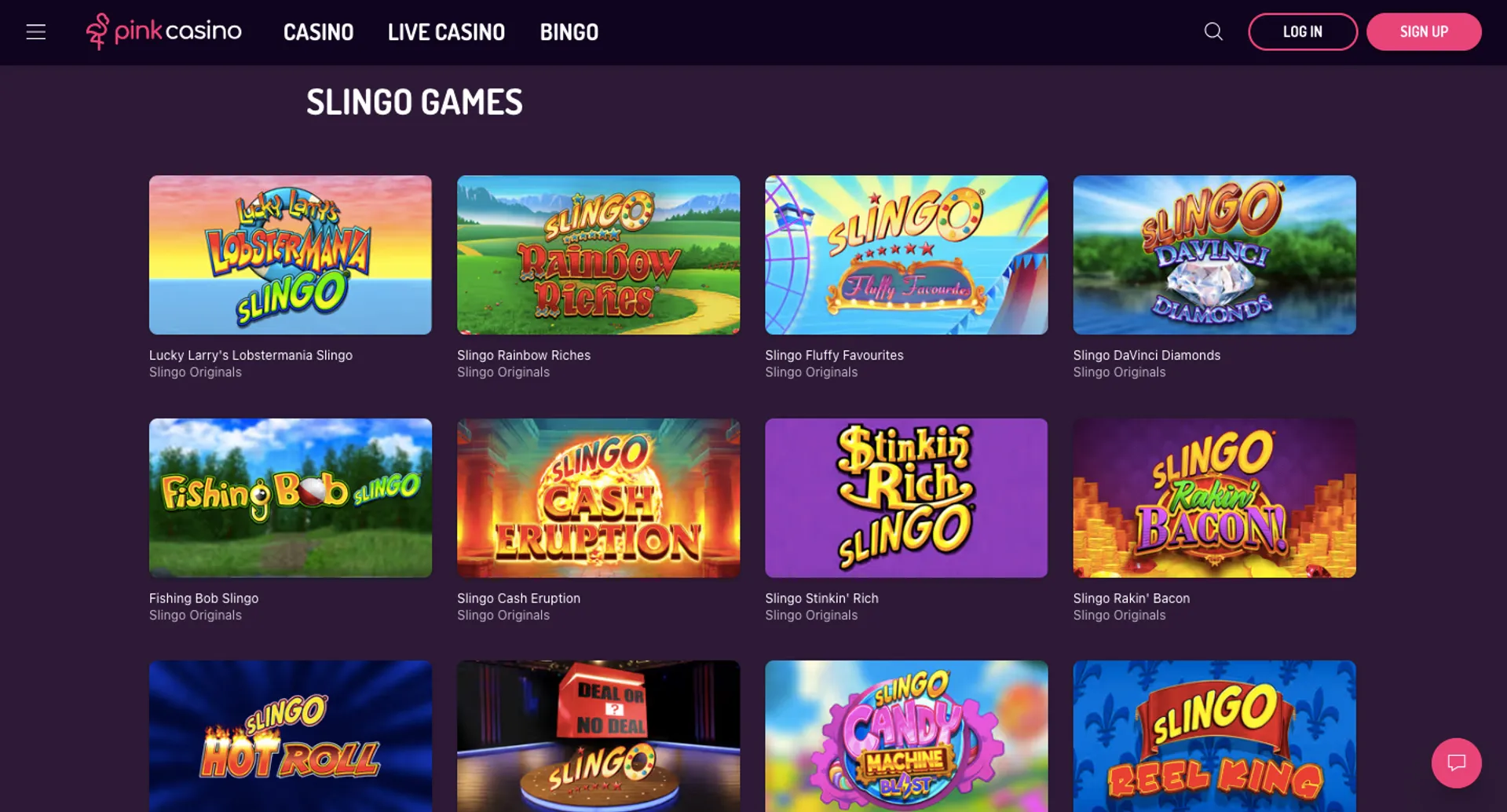 Pink Casino slingo games