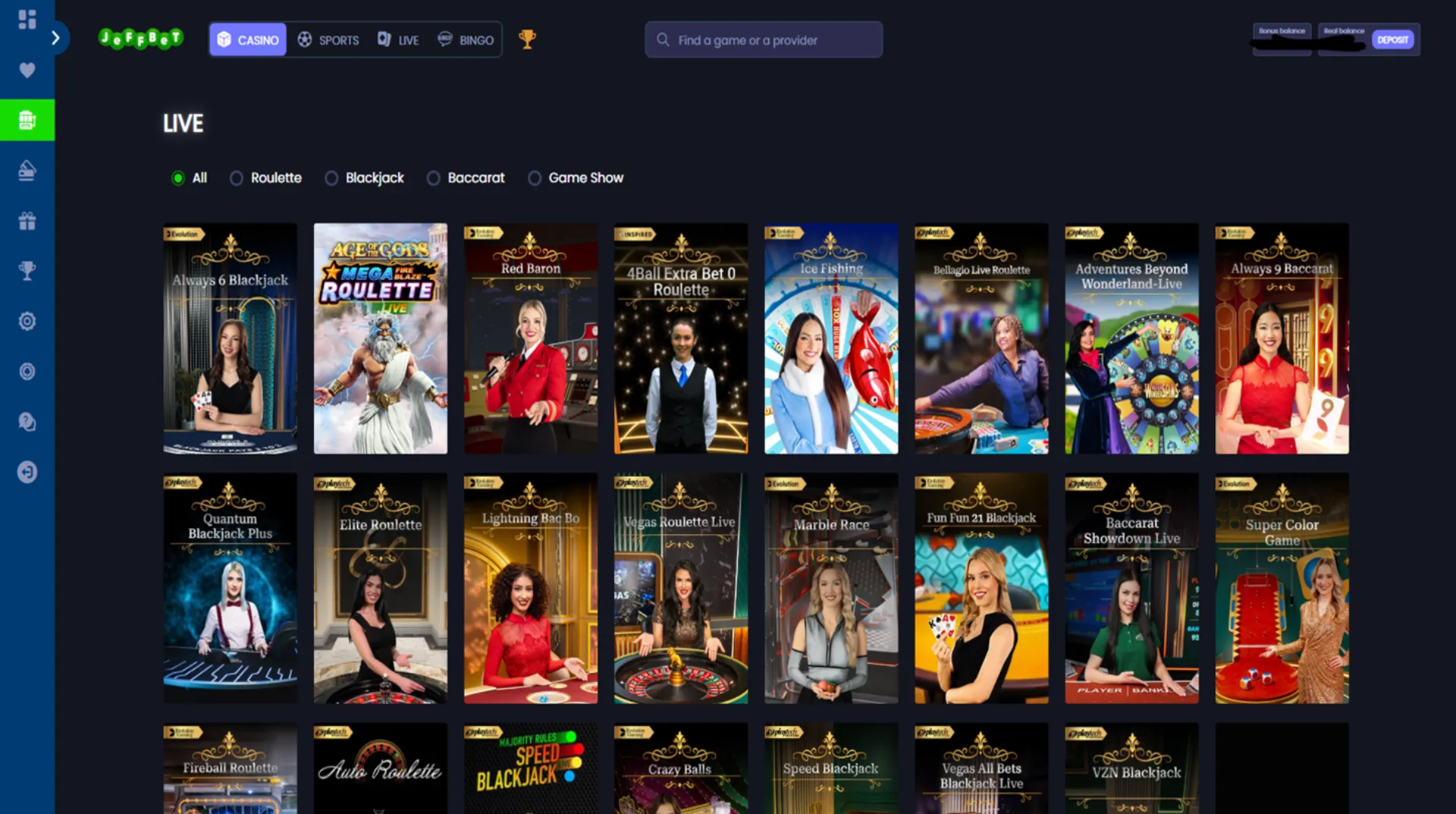 Live Casino at Jeffbet