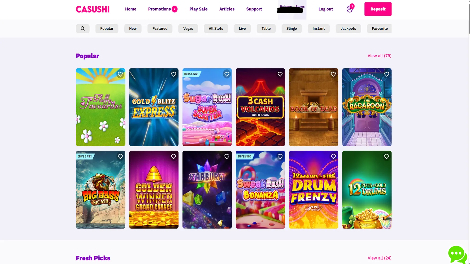 Game lobby at Casushi