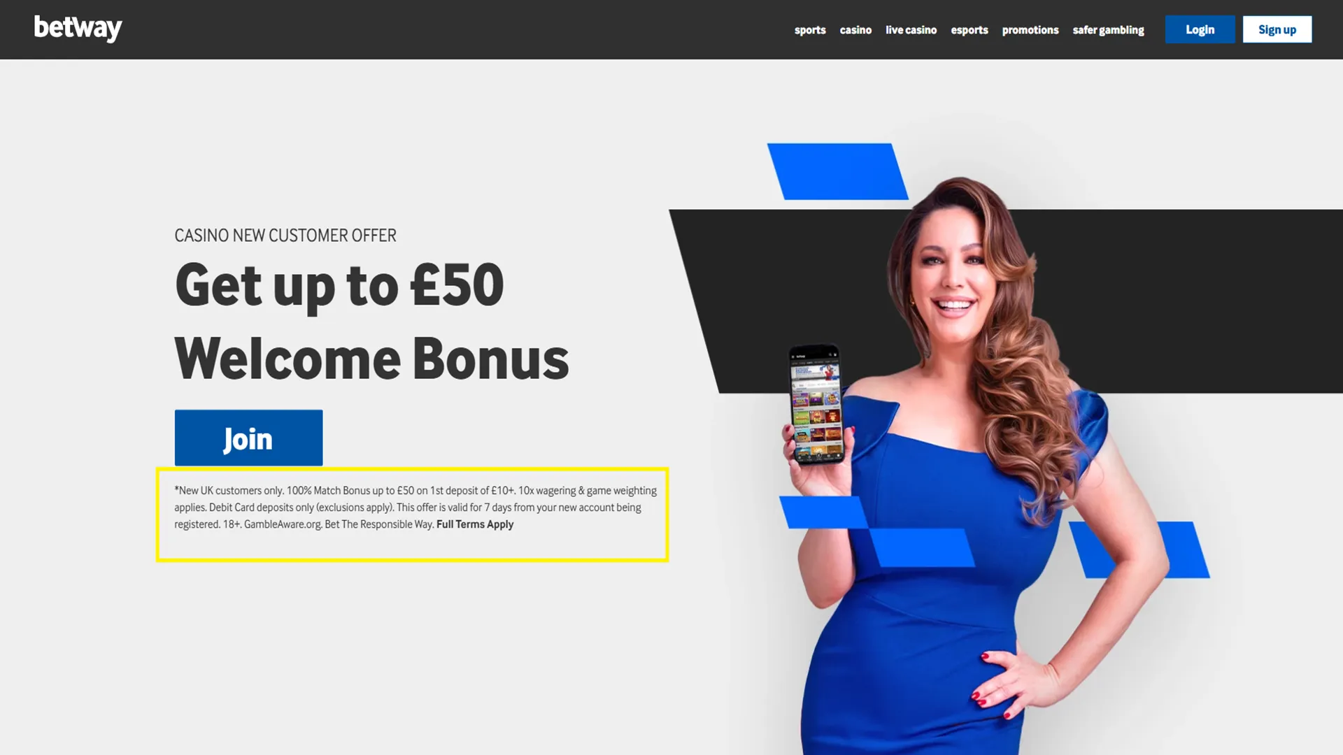 Terms and conditions at Betway casino