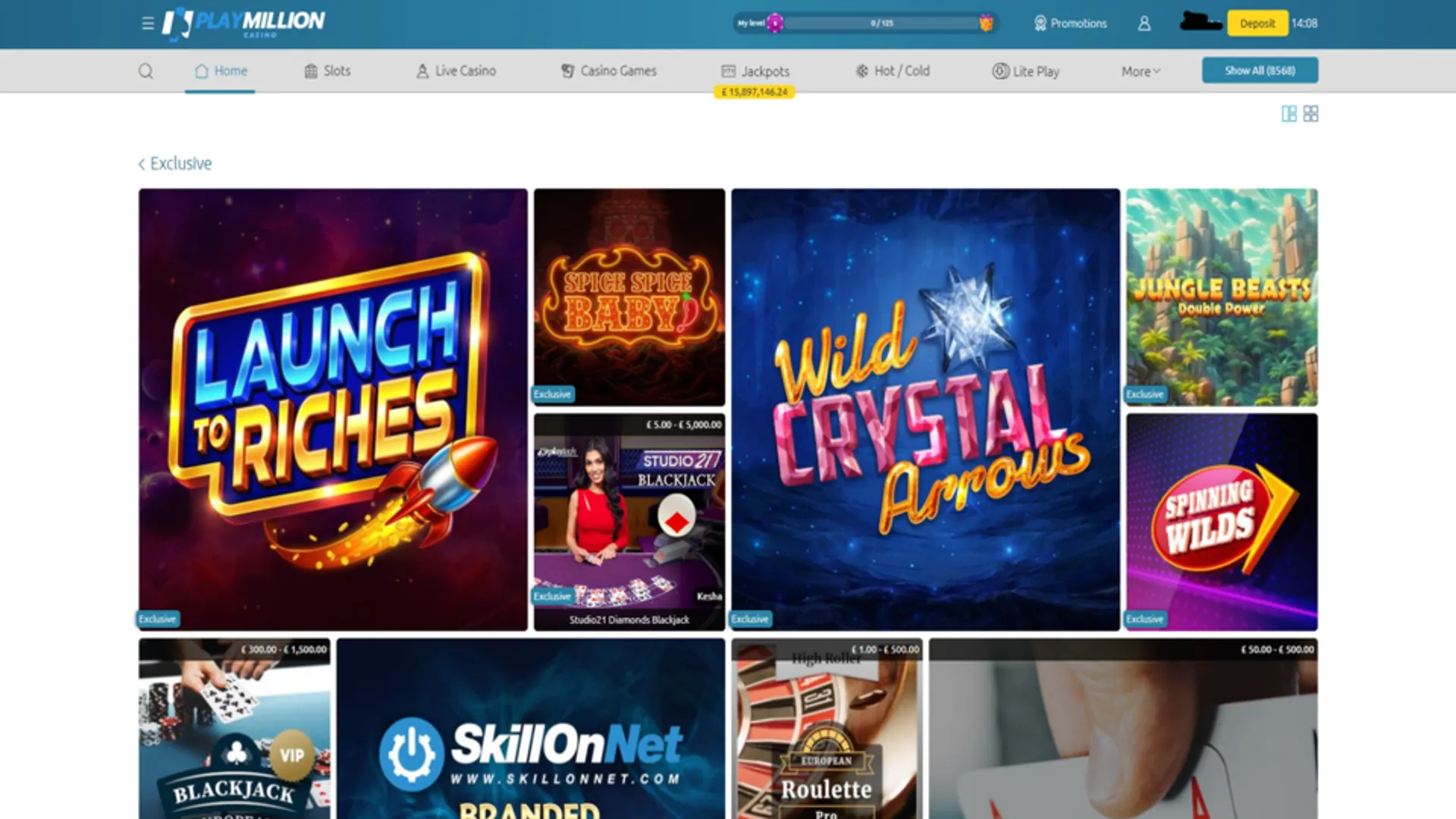 PlayMillion casino exclusive games