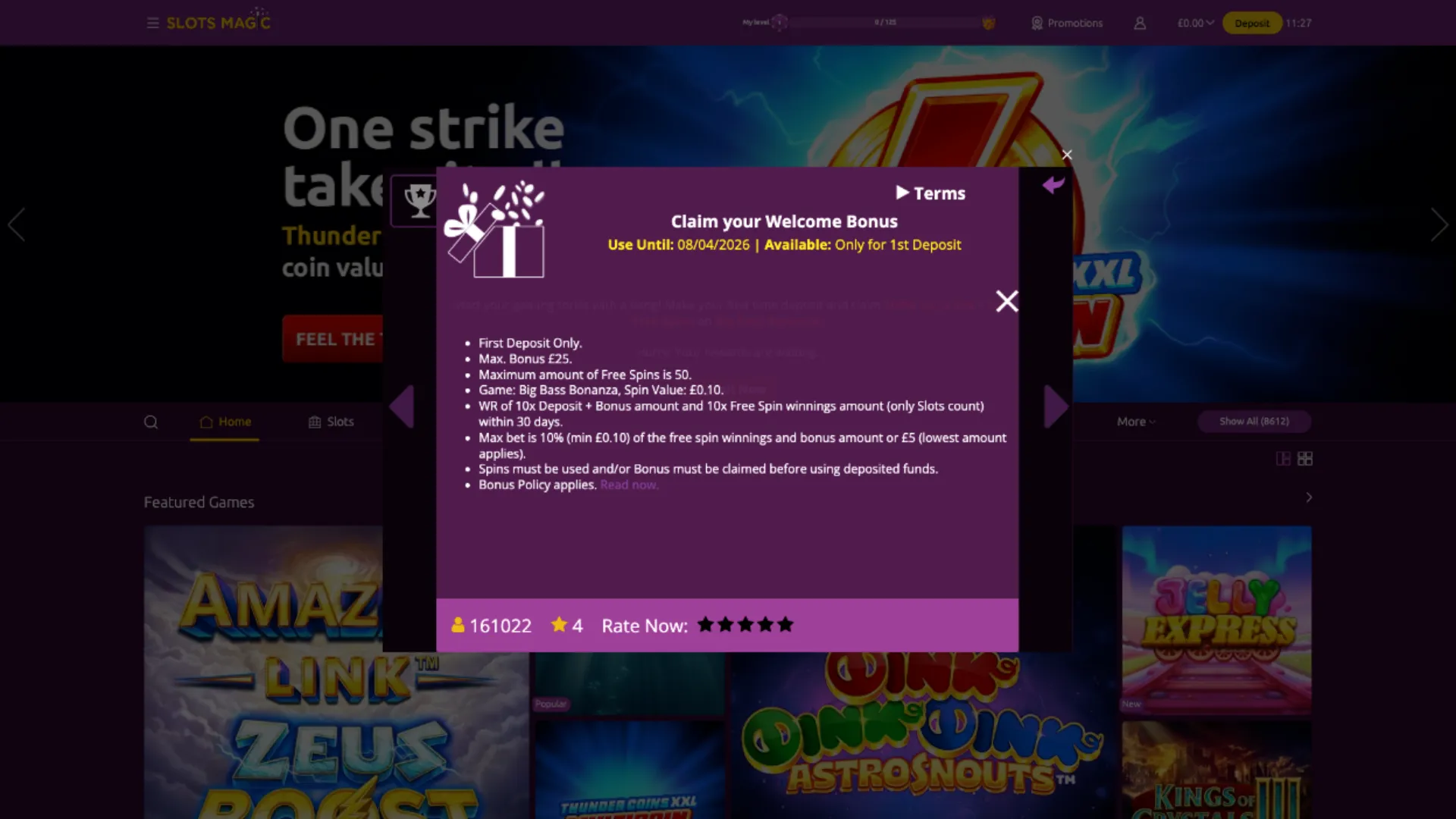 Slot Magic casino welcome bonus