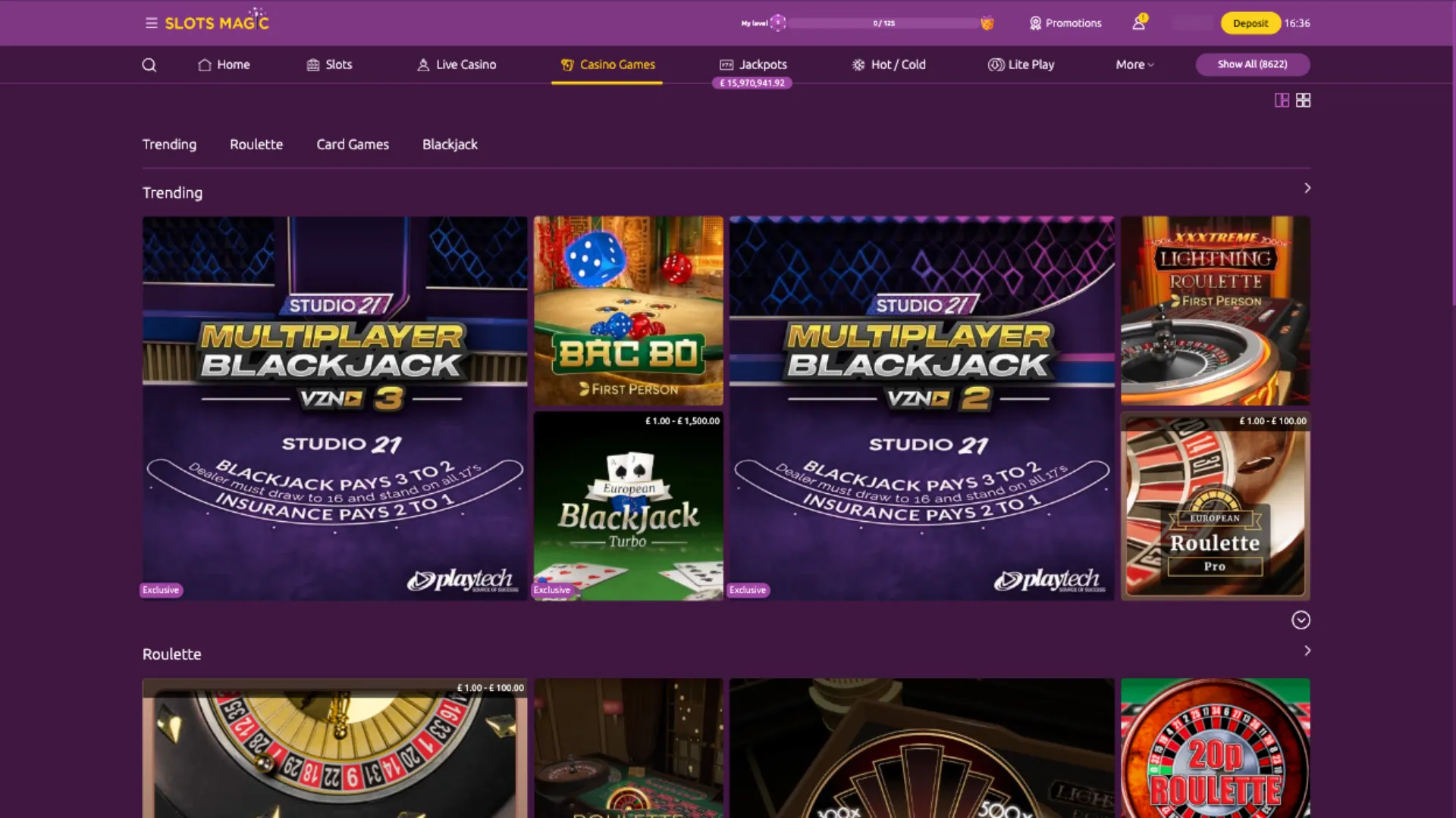Slot Magic Casino table games