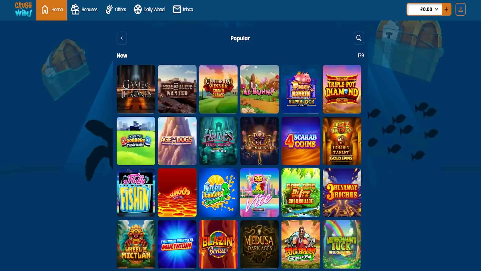Games and software providers at Crush Wins