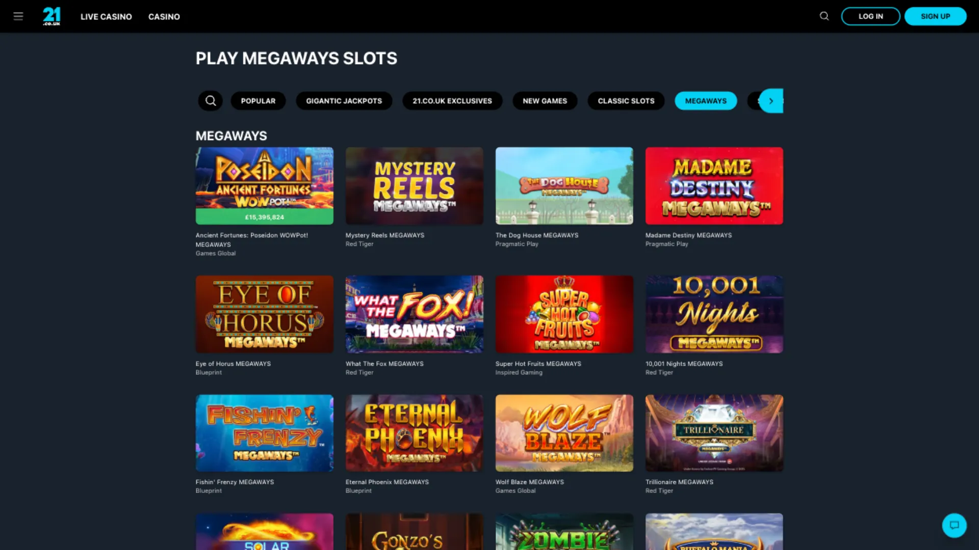 21.co.uk Casino Megaways Slots