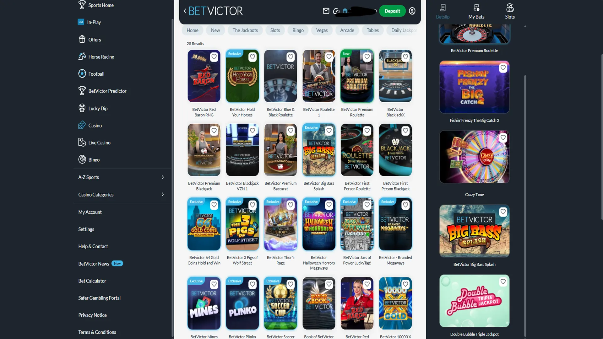 BetVictor Casino Exclusive Games