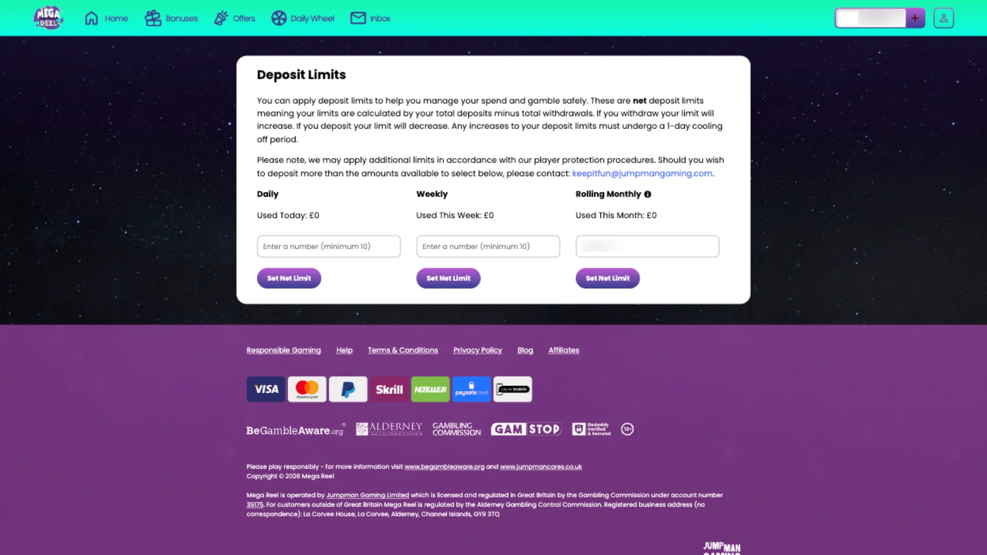 Mega Reel Casino Responsible Gambling Tools