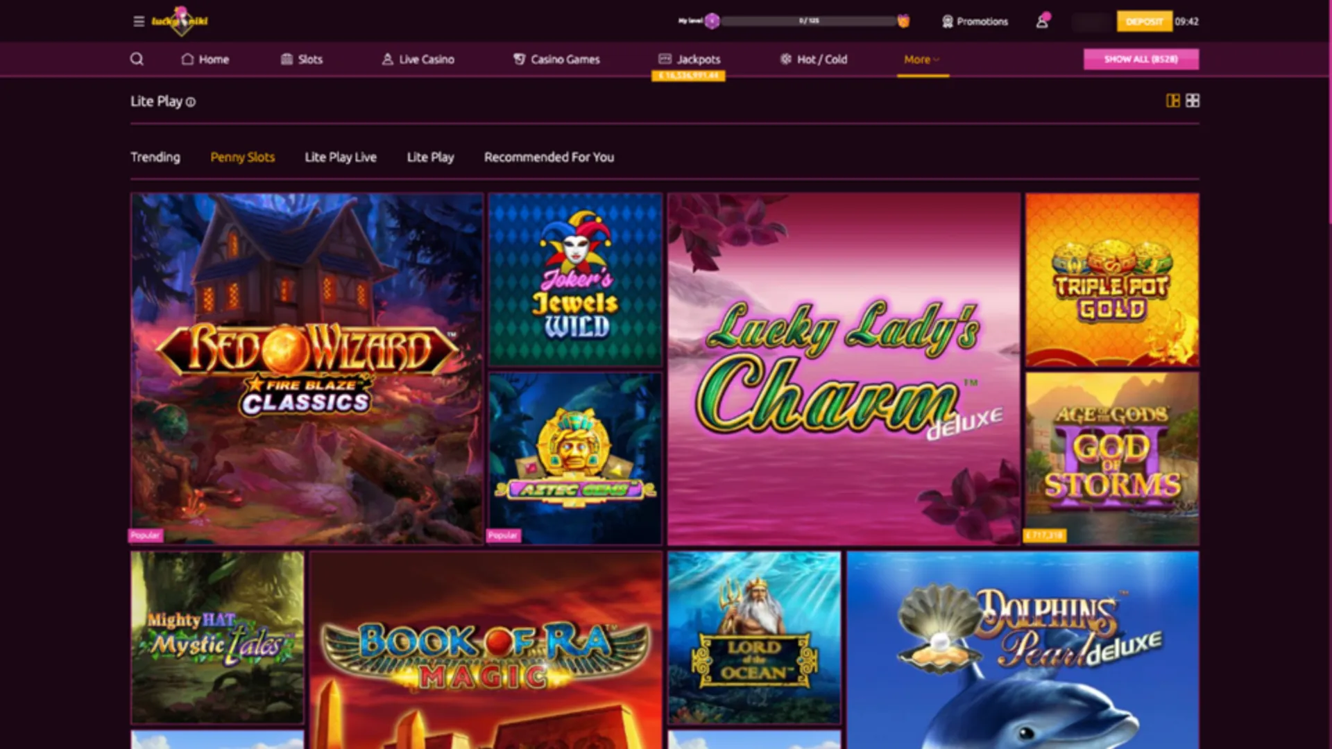 LuckyNiki Casino Jackpots