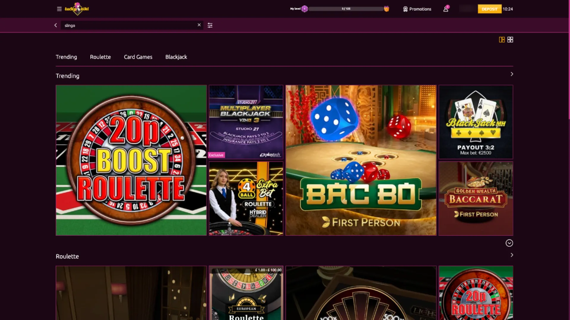 LuckyNiki Casino Table Games