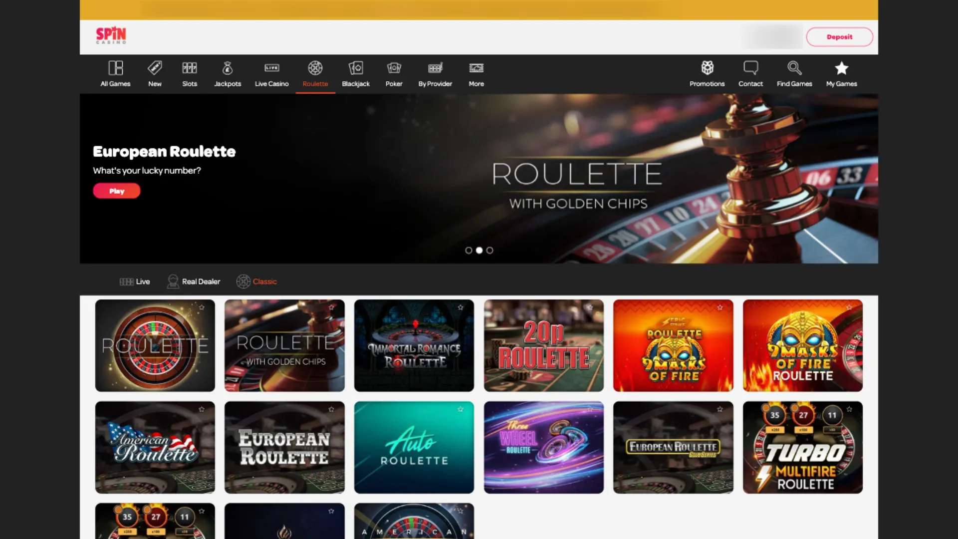Spin Casino Table Games