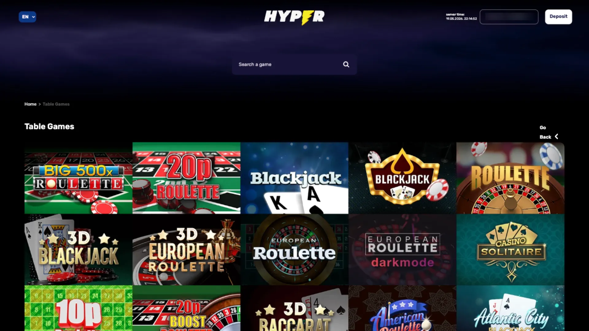 Hyper Casino Table Games
