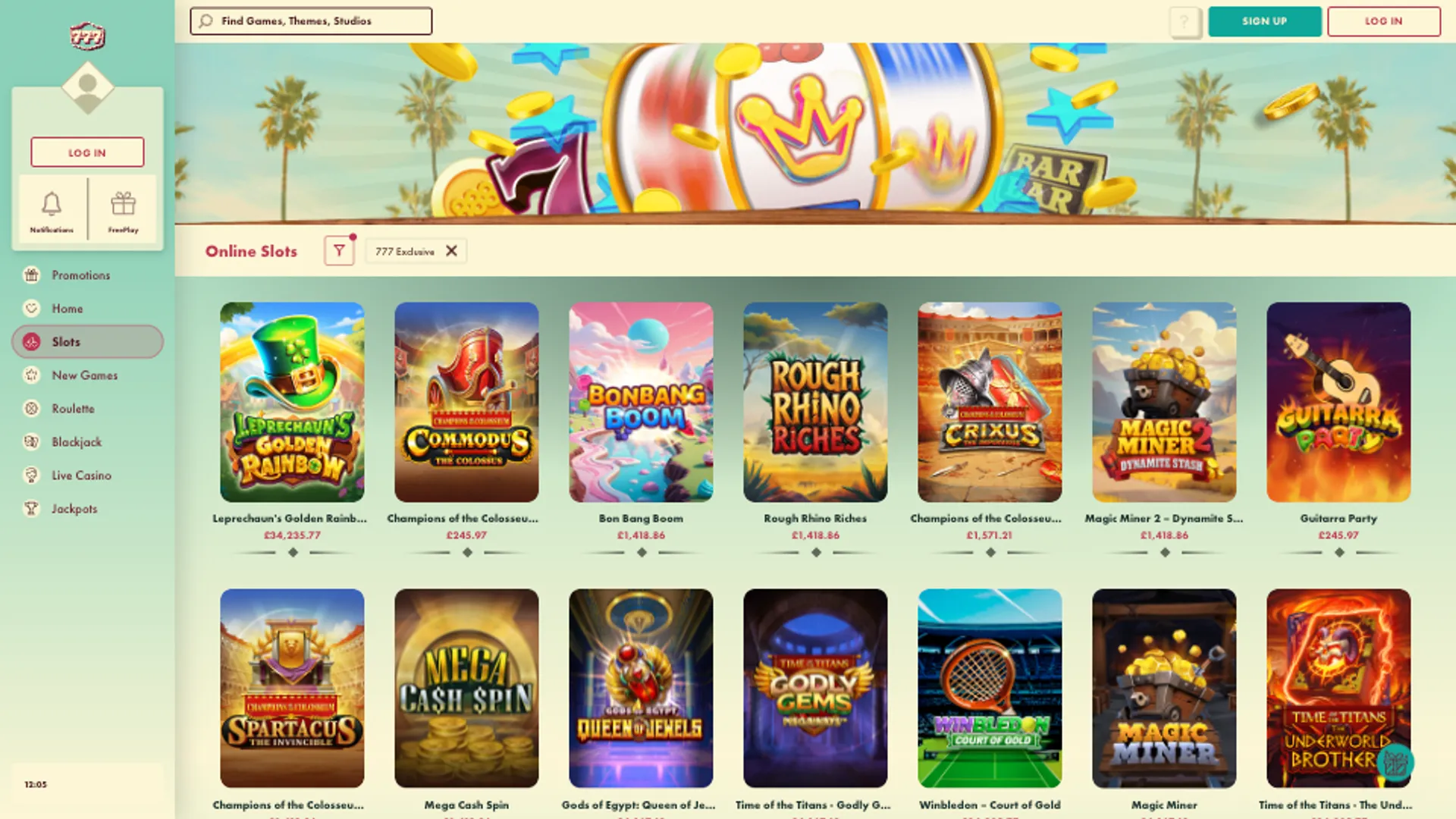 777 Casino Exclusive Games