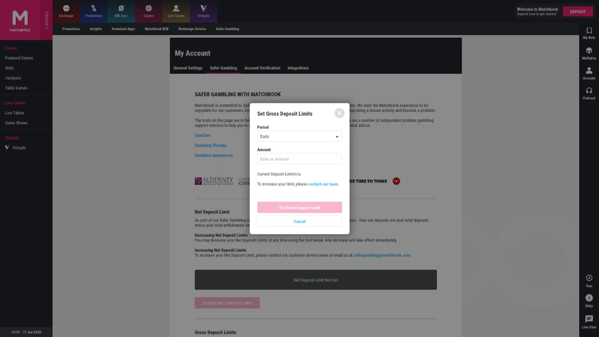 Matchbook Casino Responsible Gambling Tools