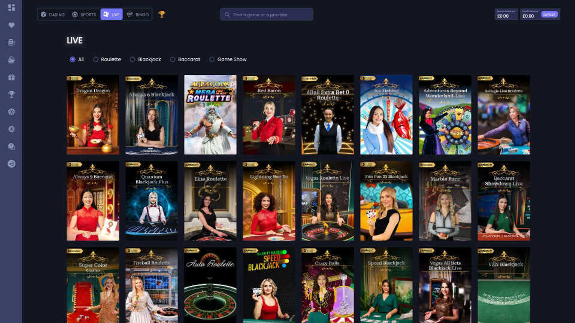 Betrino live casino games