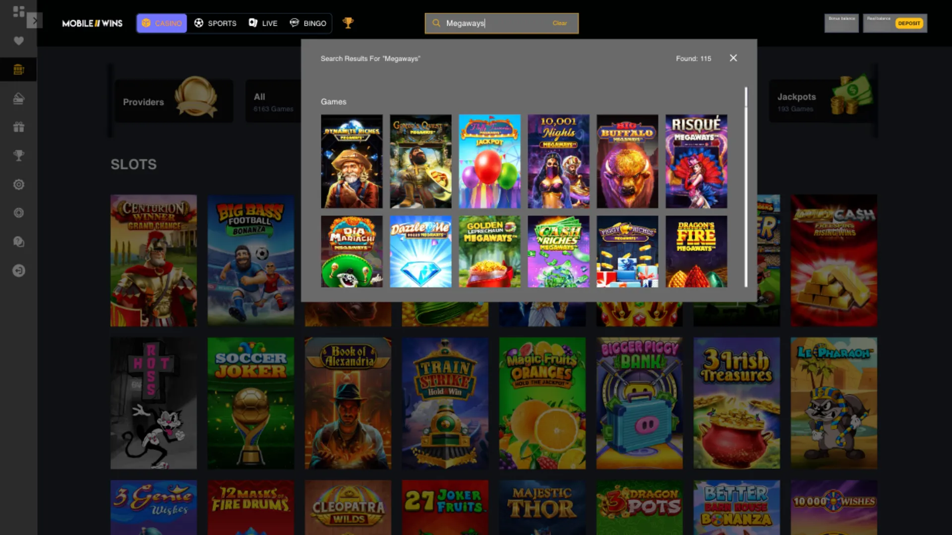 Mobile Wins Casino Megaways